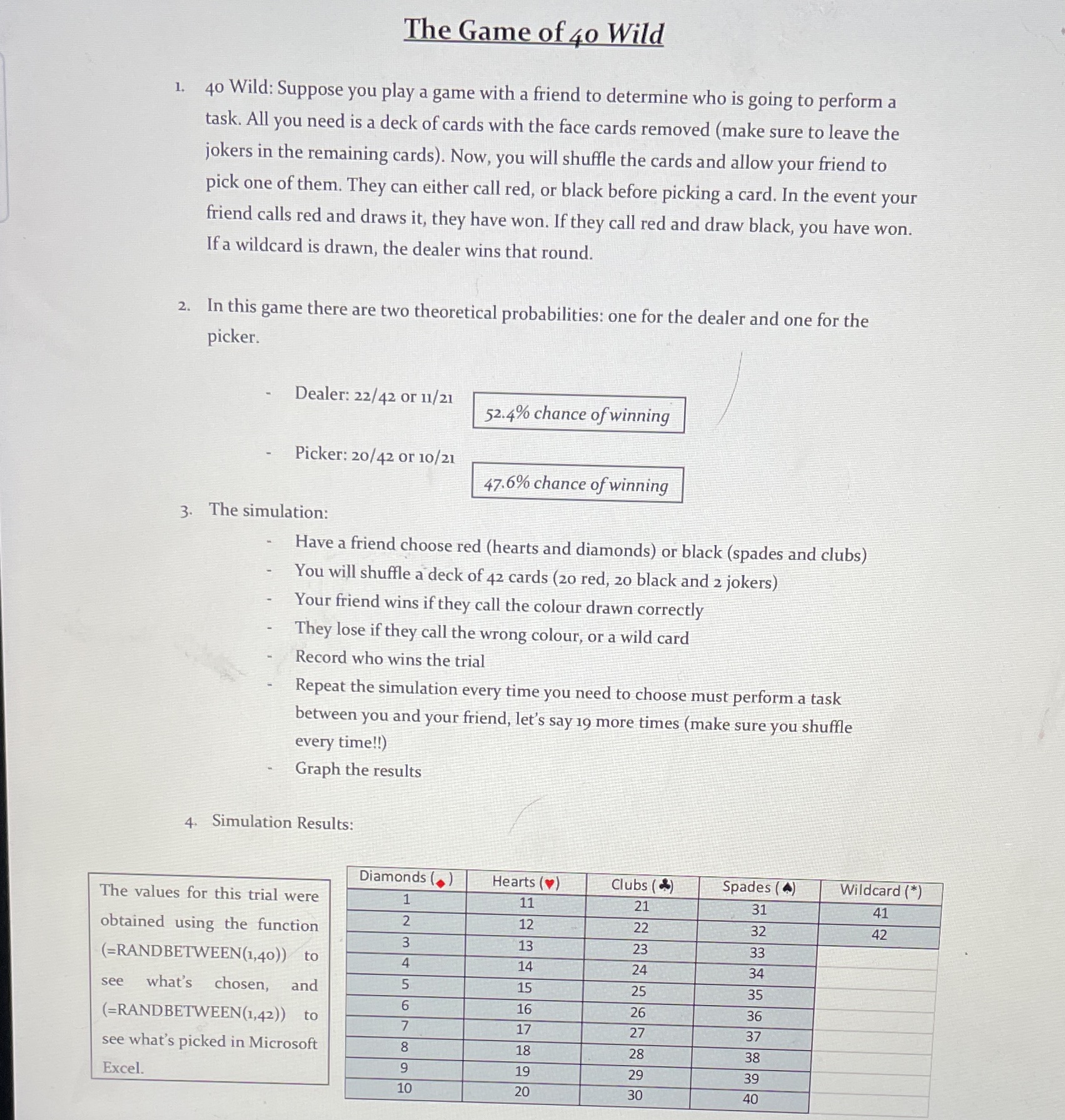 How would you change the simulation if there were only three answers