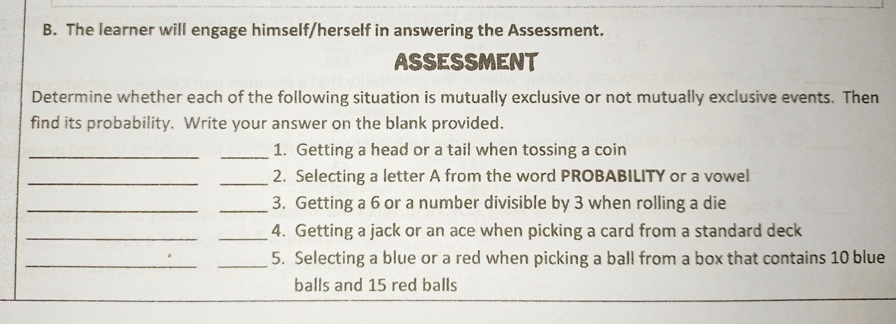 you so much. B. The learner will engage himself/herself in answering the