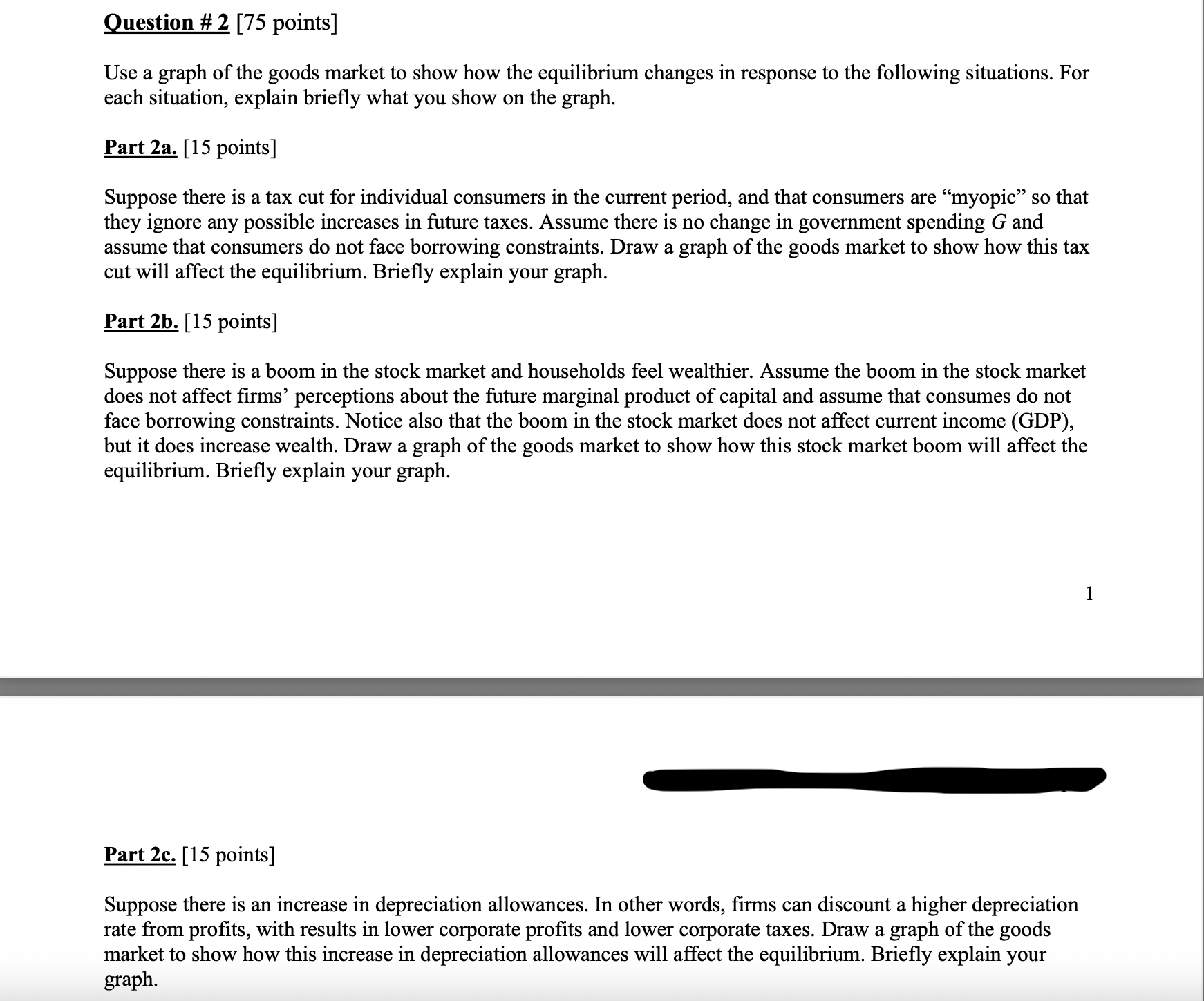 Question # 2 [75 points] Use a graph of the goods