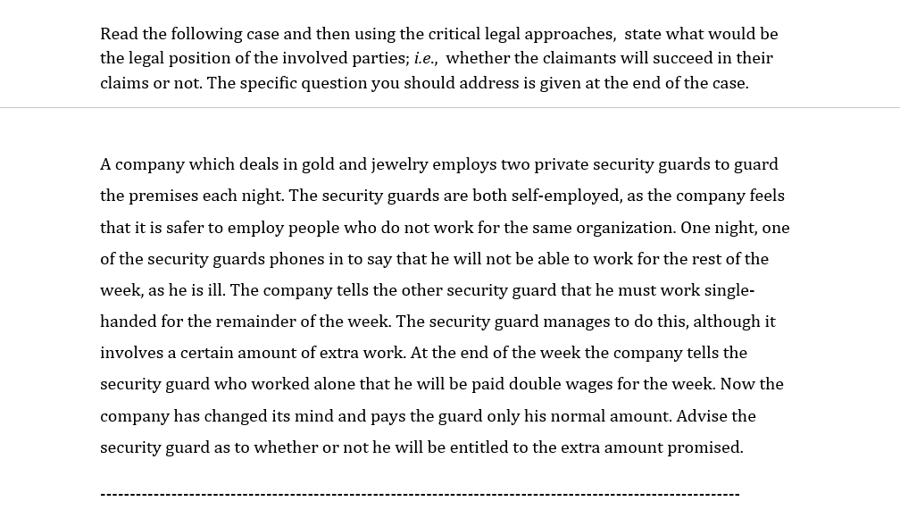 Please read the case, and write the answers using the CLAM or