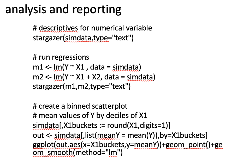 provide the R script. Thanks**Set up a simulated dataset to explore: A)