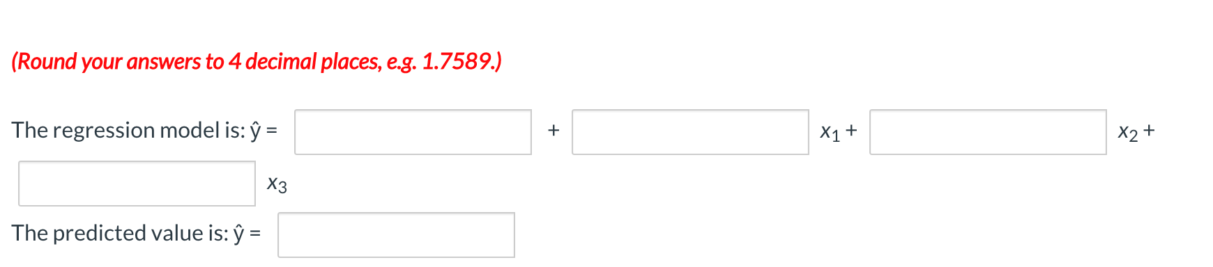 for the following data. Comment on the regression coefficients. Determine the predicted