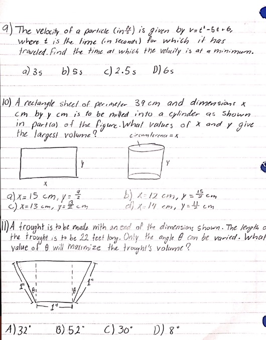 It is calculus 1 and it is about optimization, I need all