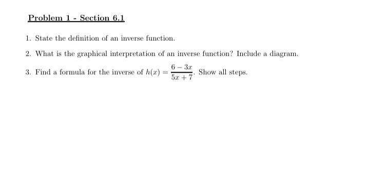 The first question is about concepts of an Inverse Function. The second