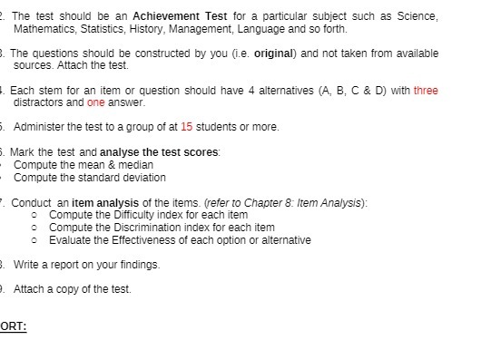 The test should be an Achievement Test for a particular subject