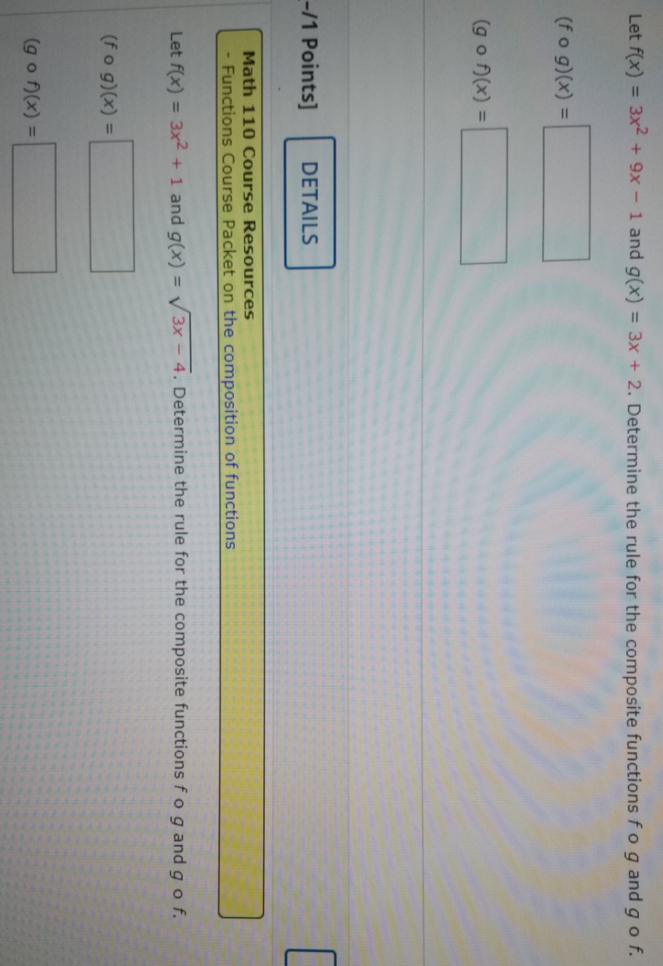 Don't know what I'm doing wrong Let f(x) = 3x2+ 9x -