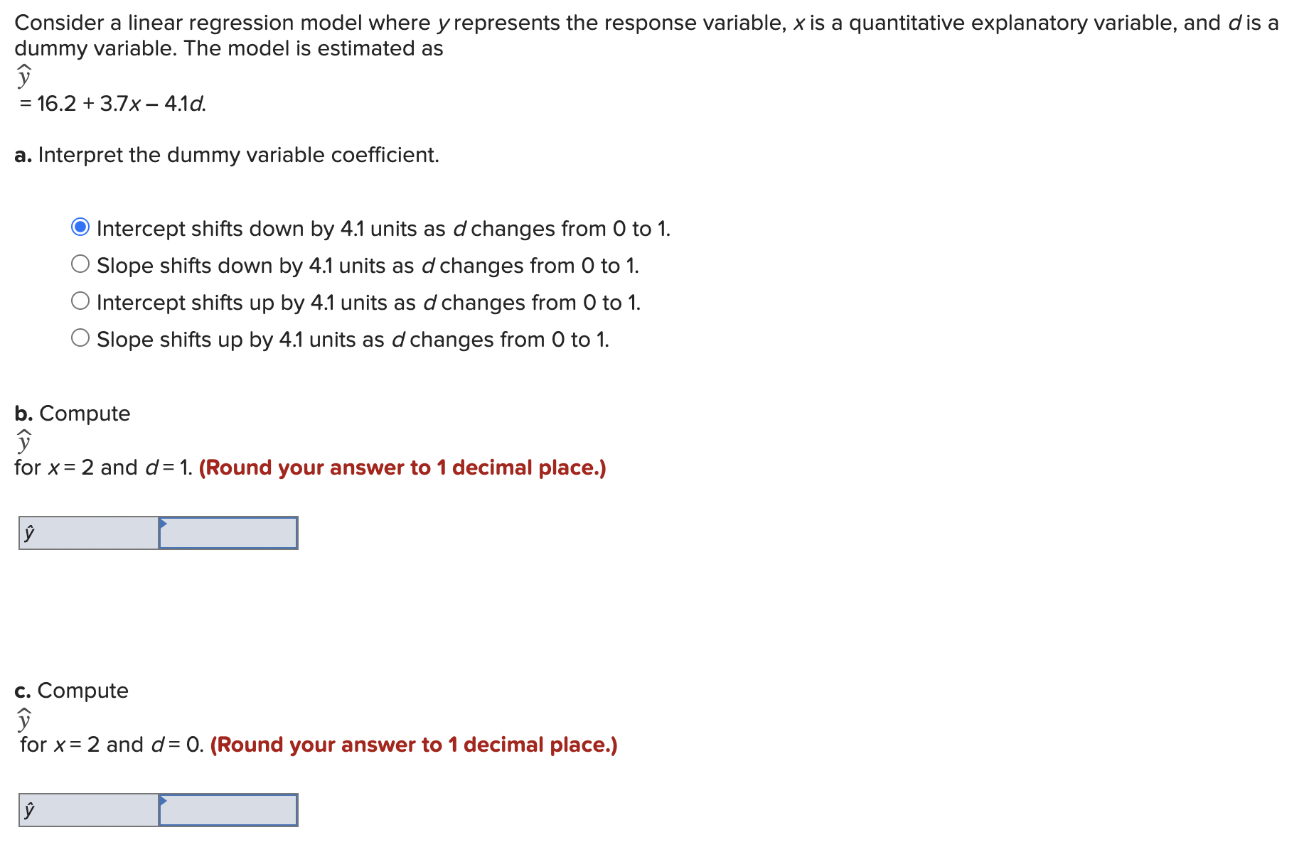  Consider a linear regression model where y represents the response variable,