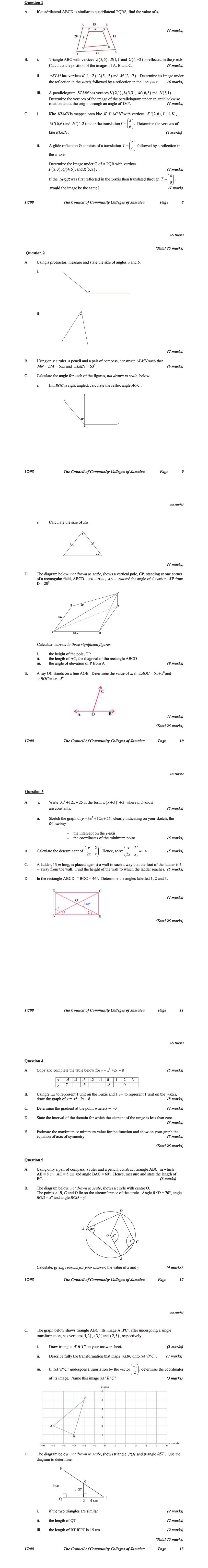 This is a calculus question quadrilateral PQRS, find the value of x.