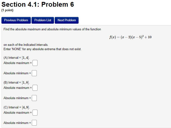 Section 4.1: Problem 2 (1 point) Previous Problem Problem List Next Problem