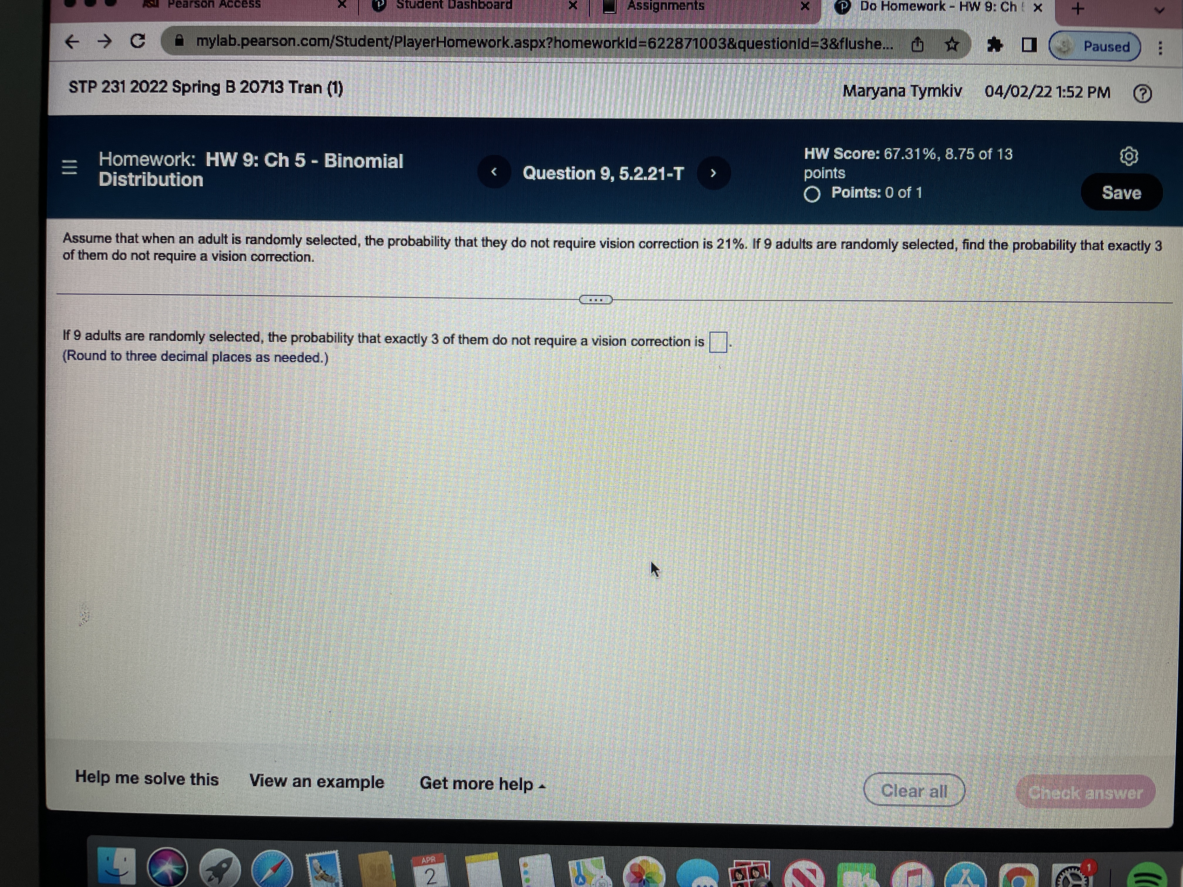 HW 9: Ch 5 - Binomial Distribution Question 6, 5.2.15 HW Score: