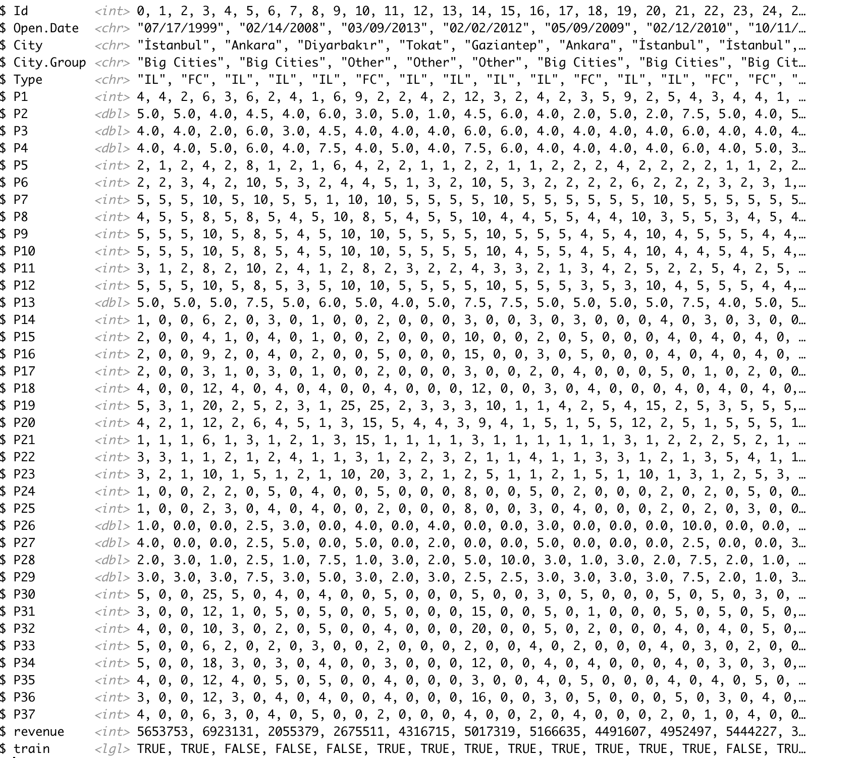 From this dataset, which are the covariates? and which are the continuous