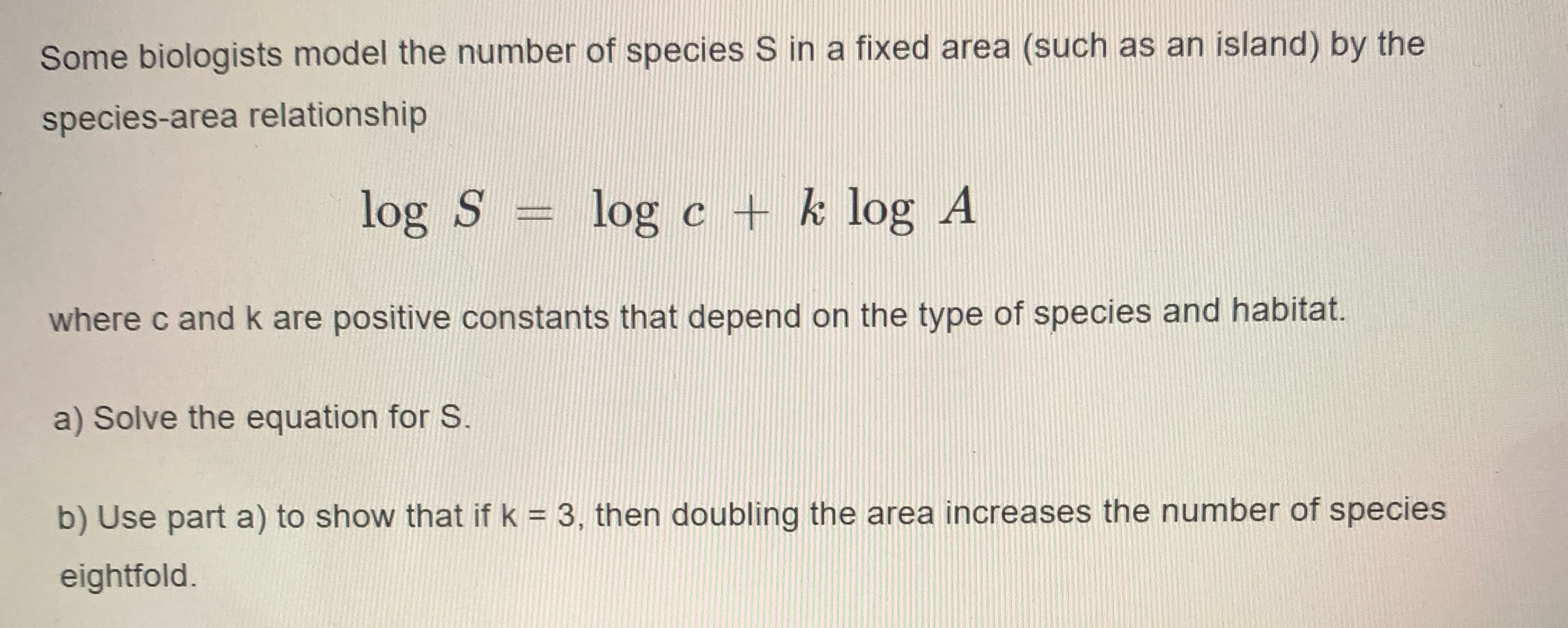 Can you help with part a & b please? Some biologists model