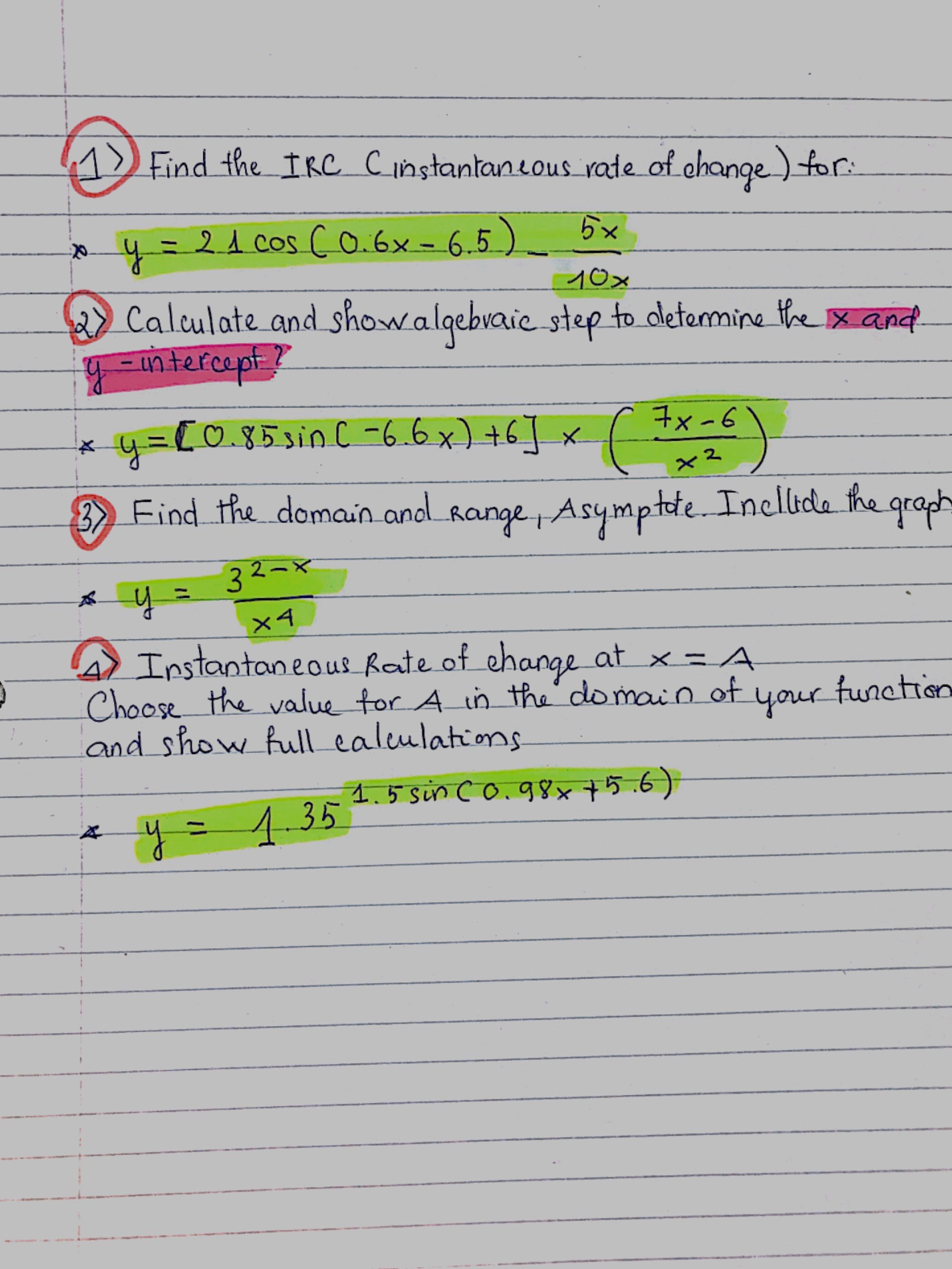 please help me with this thank u! Find the IRC C instantaneous