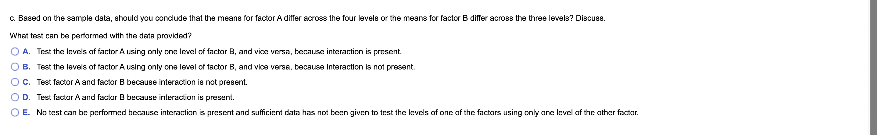 and factor B has three levels. The number of replications was 11