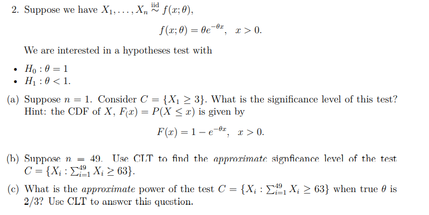 2. Suppose we have Xl, ... , We are interested in a