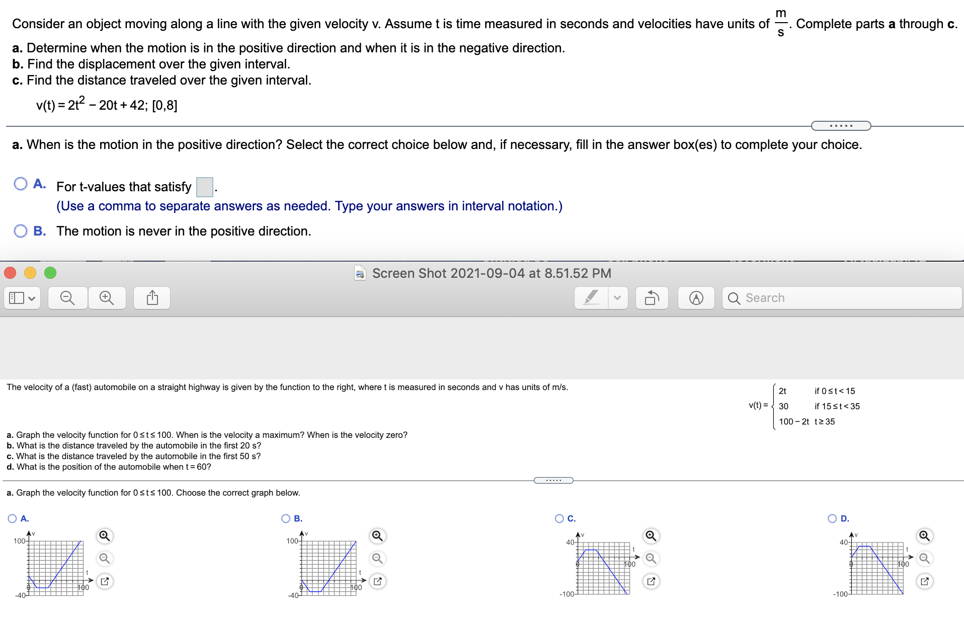 I need it asap m Consider an object moving along a line