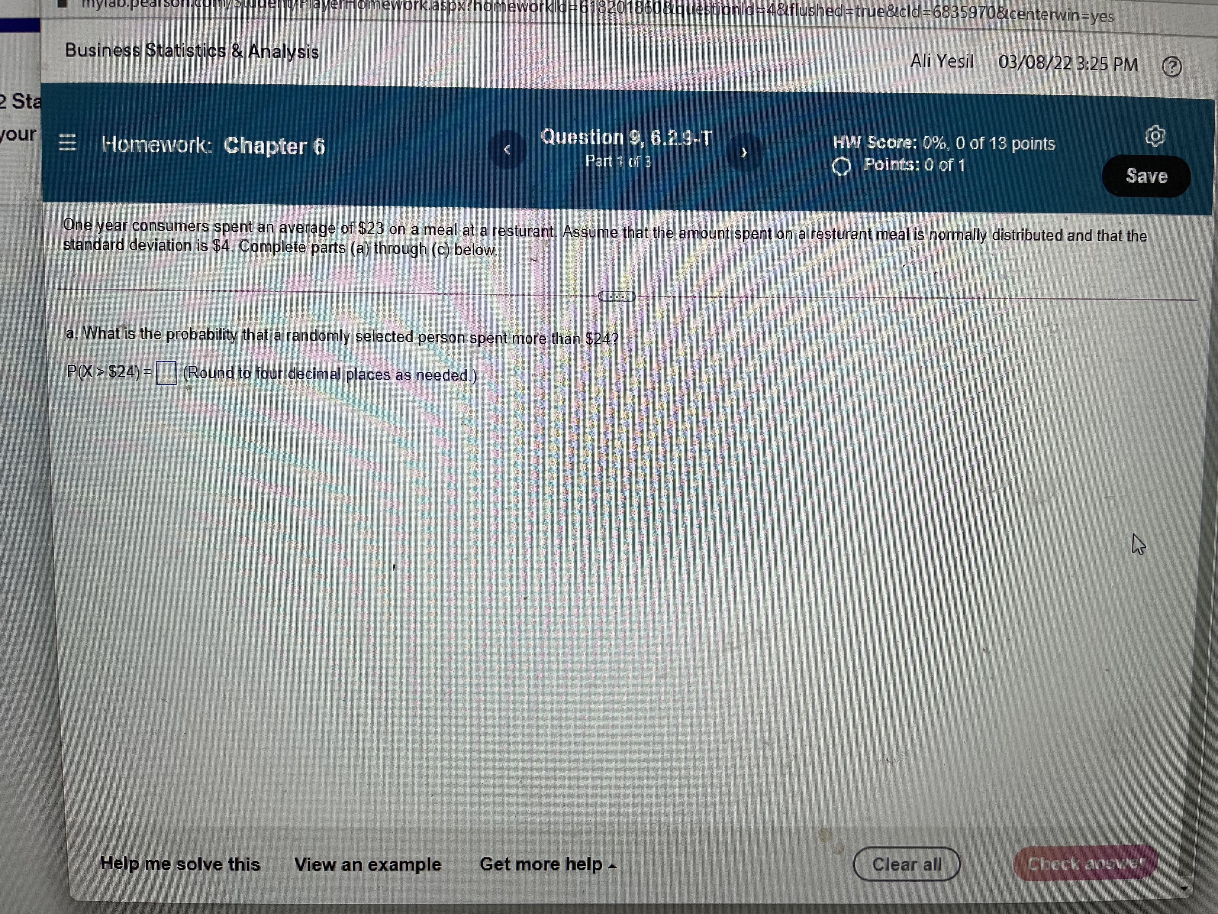 6.2.8-T HW Score: 0%, 0 of 13 points Part 1 of 3