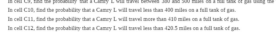 In cell Cy, find the probability that a Camry L will