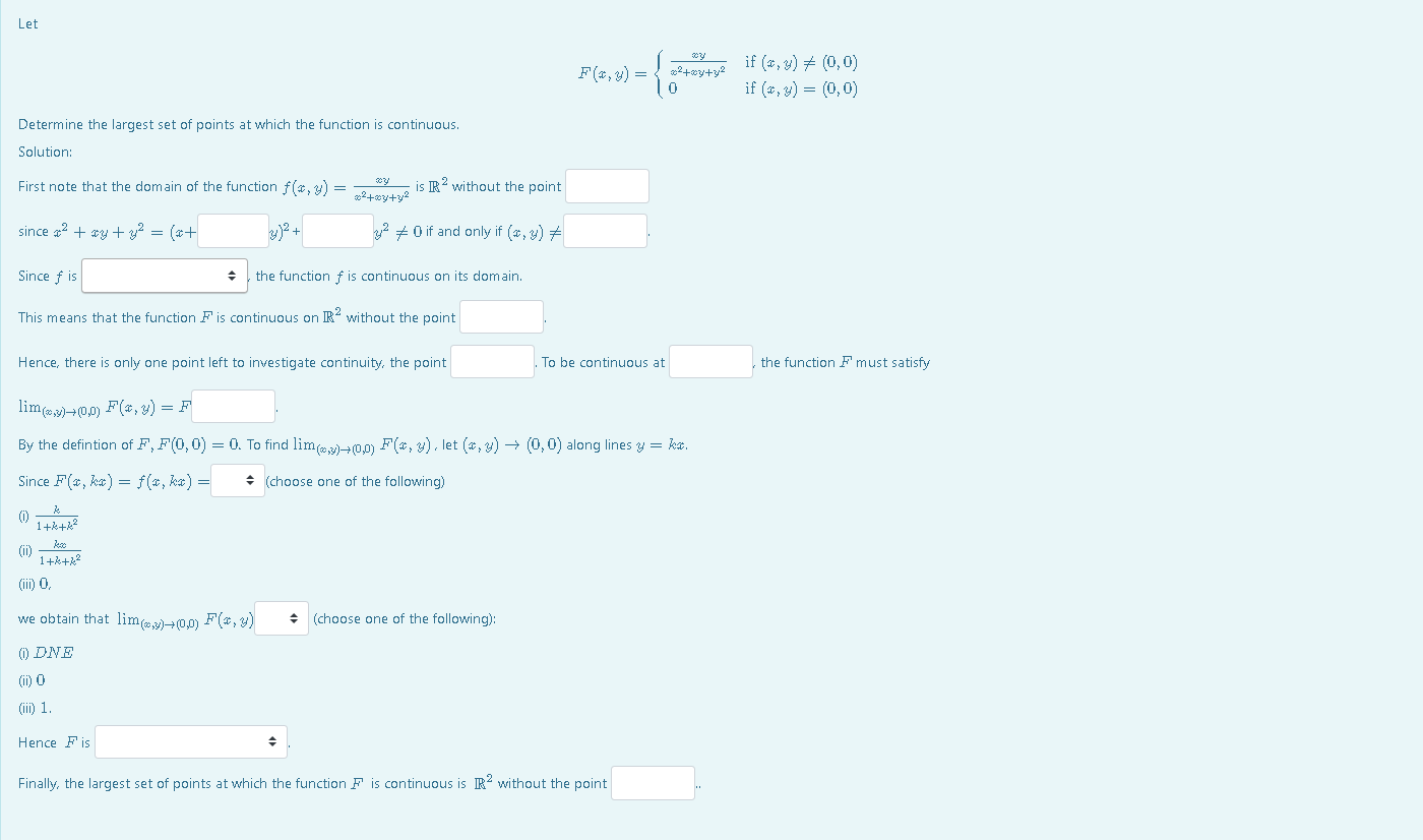 Need help with a question the options for the fifth blank