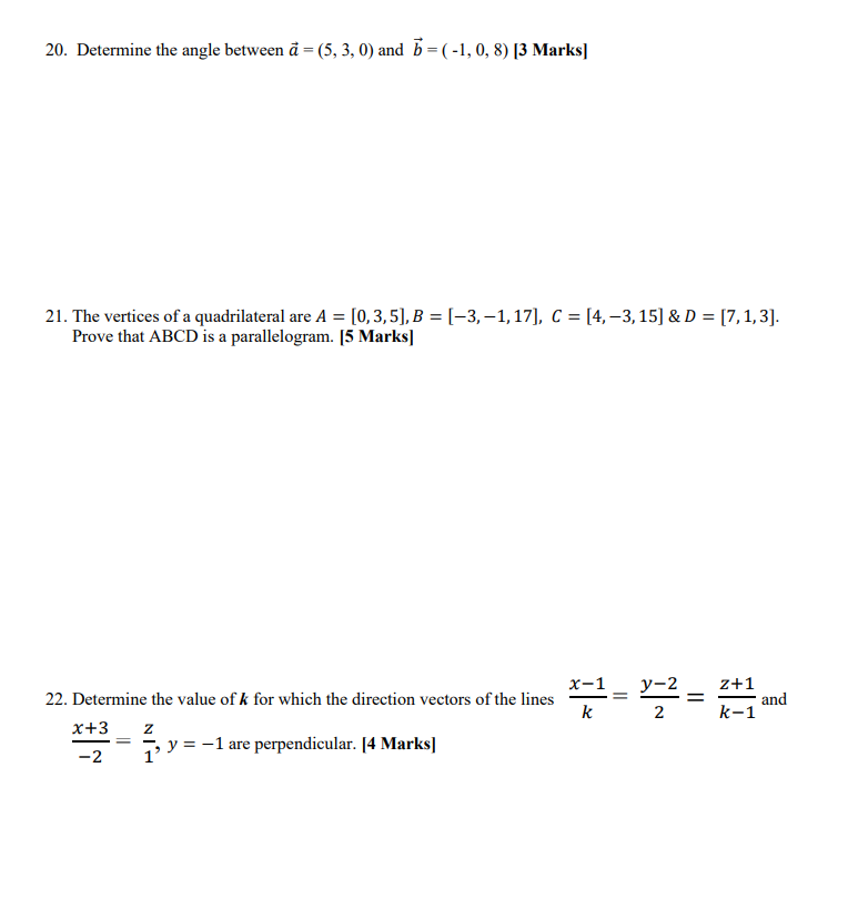 Need Help - Will leave good feedback! 20. Determine the angle between