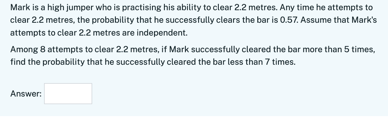 Hi here is the question Mark is a high jumper who is