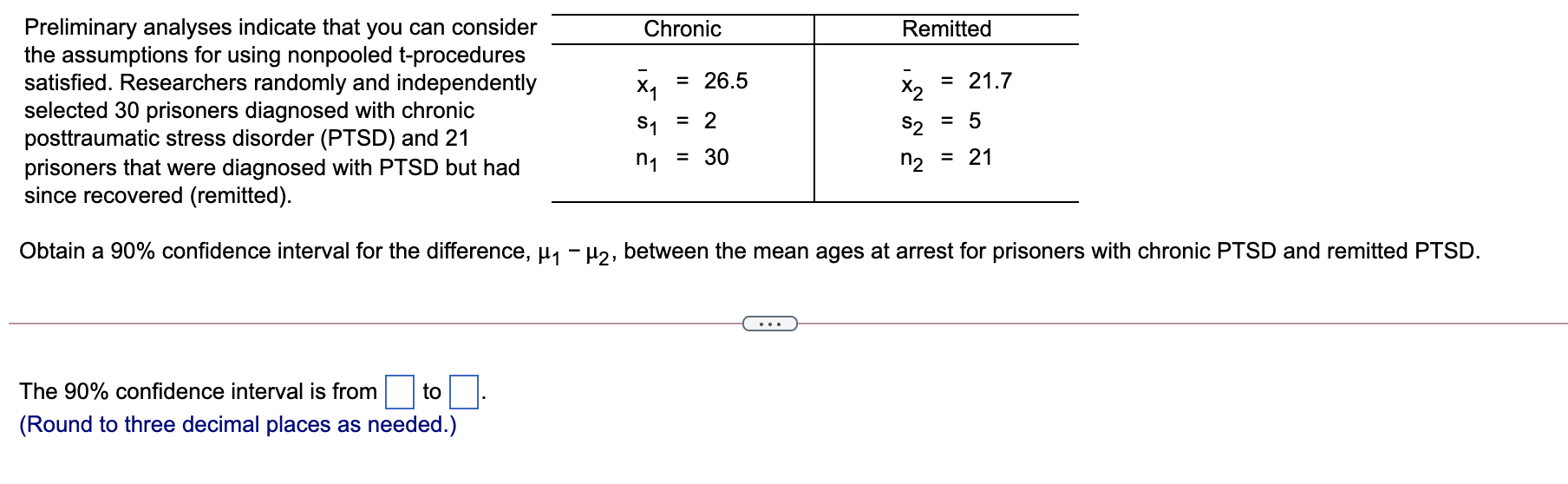 Preliminary analyses indicate that you can consider Chronic Remitted the assumptions