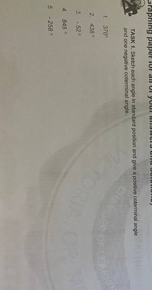 with detailed solution Graphing paper lor TASK 1. Sketch each angle in