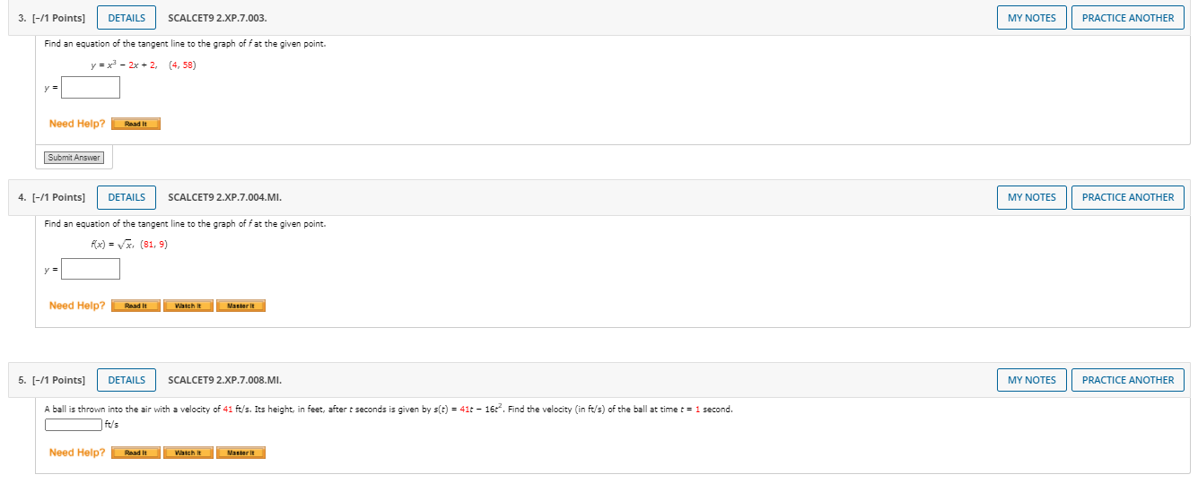 NEAT BUT I REPEAT DONT SHOW YOUR WORK!! 1. [-/2 Points] DETAILS