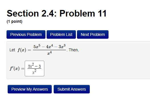 my answers are wrong, please correct them Section 2.4: Problem 11 (1