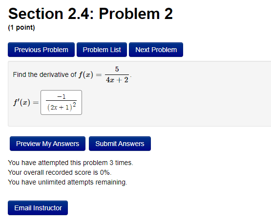 sin x tan-x + 6 cosx Preview My Answers Submit AnswersSection 2.4: