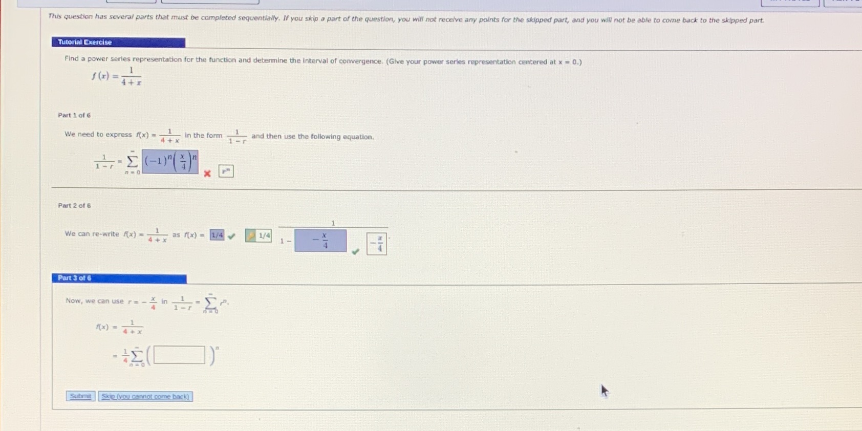  This question has several parts that must be completed sequentially. If