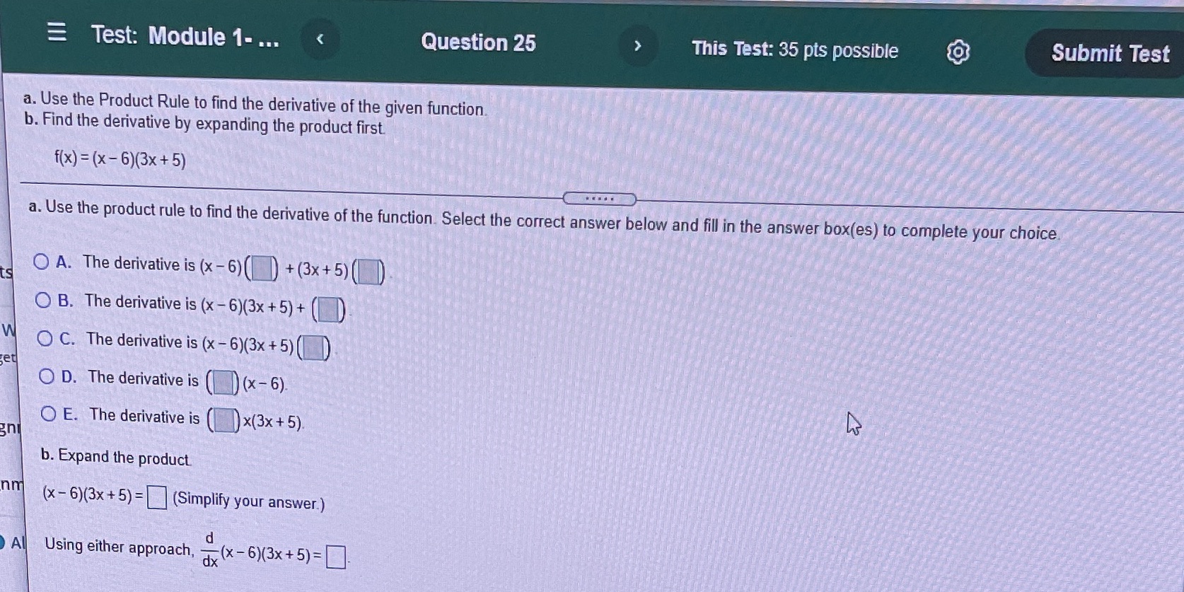 Question 25 = Test: Module 1- ... This Test: 35 pts possible