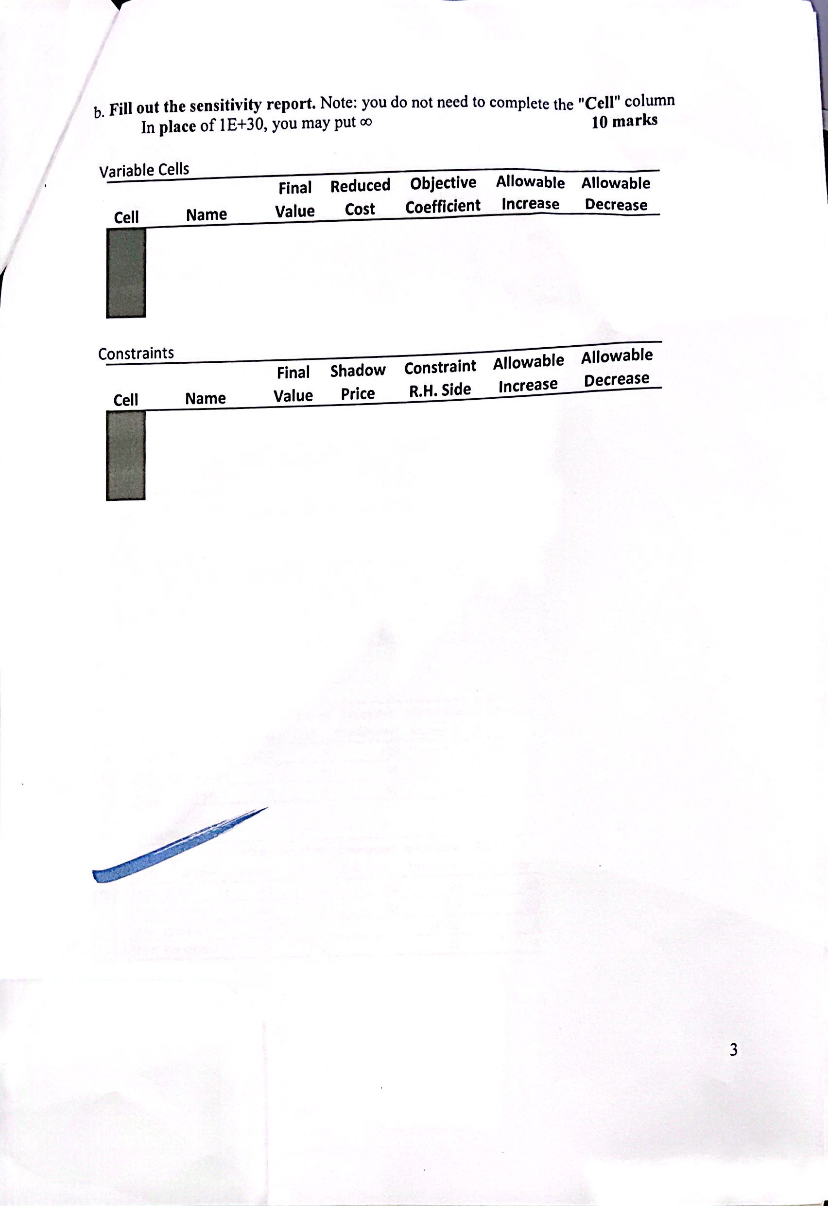 generate an answer and sensitivi re . xlumber of tables made W