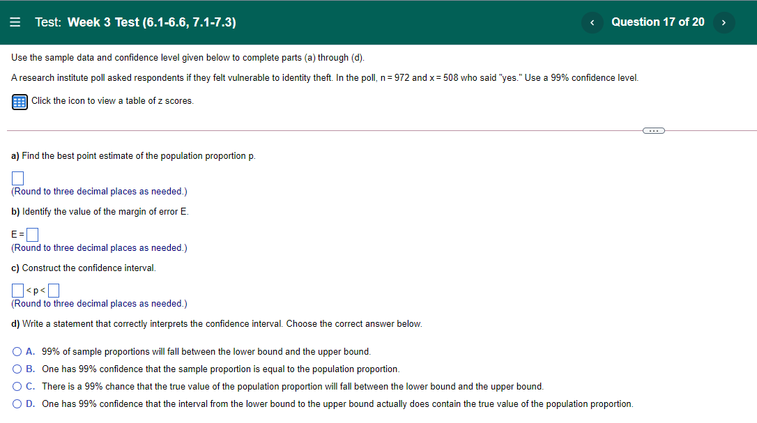 Zo2 that corresponds to the confidence level 88%. Za/2= 'Round to two
