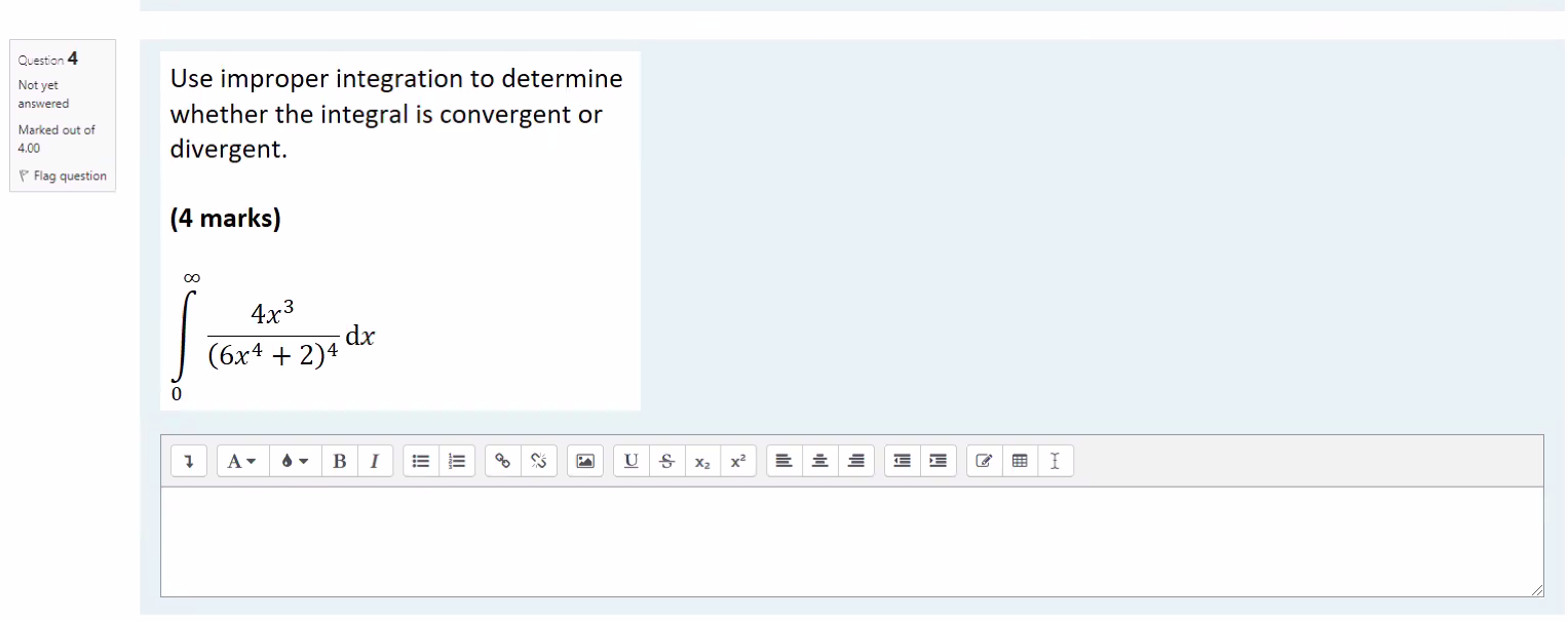 whether the limit exists (4 marks) Not yet answered 4 cos (3x)
