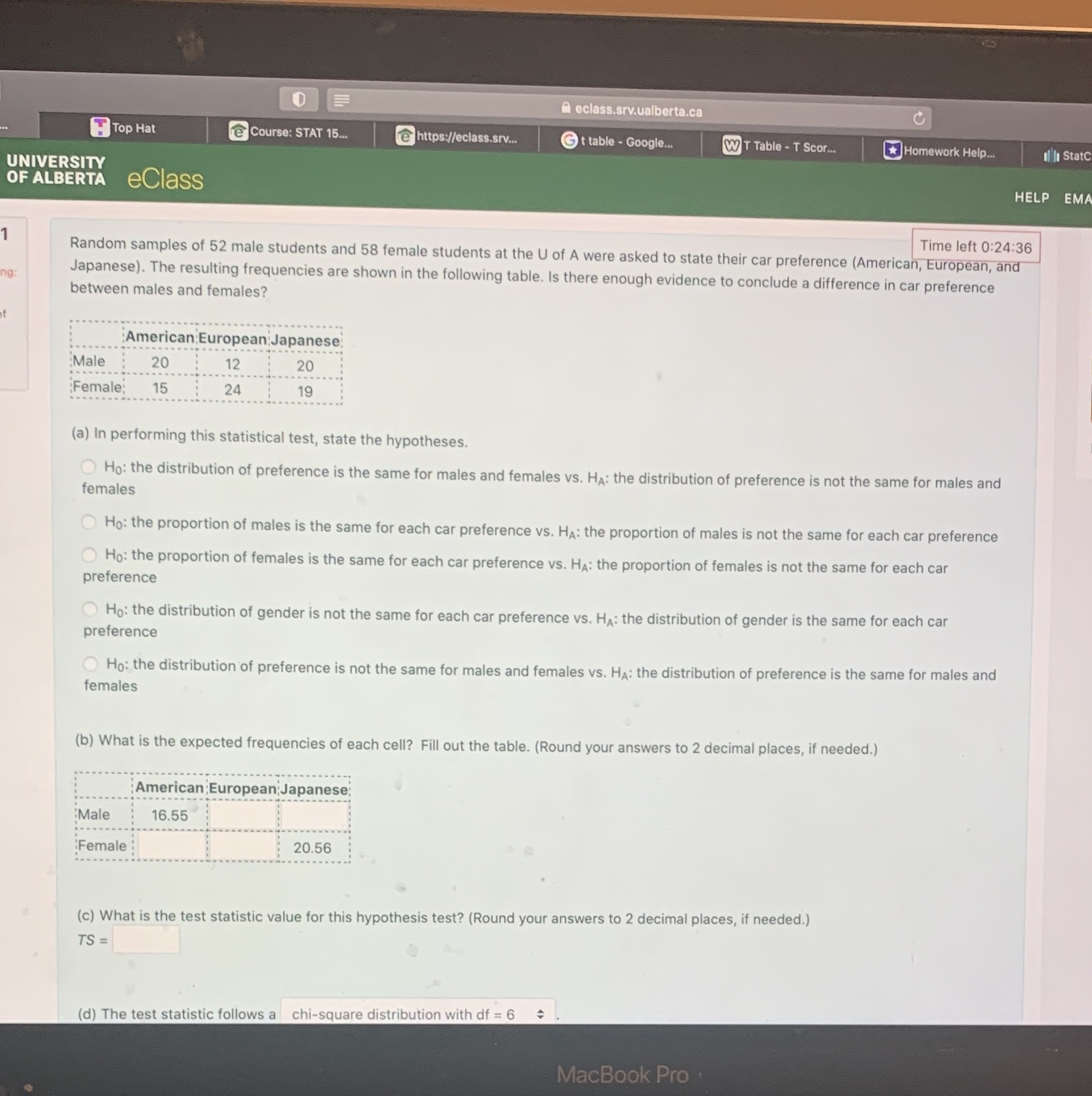 A eclass.srv.ualberta.ca Top Hat @ Course: STAT 15.. @ https://eclass.srv.. Gt