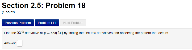 (1 point) Previous Problem Problem List Next Problem Let f(x) = 2x'