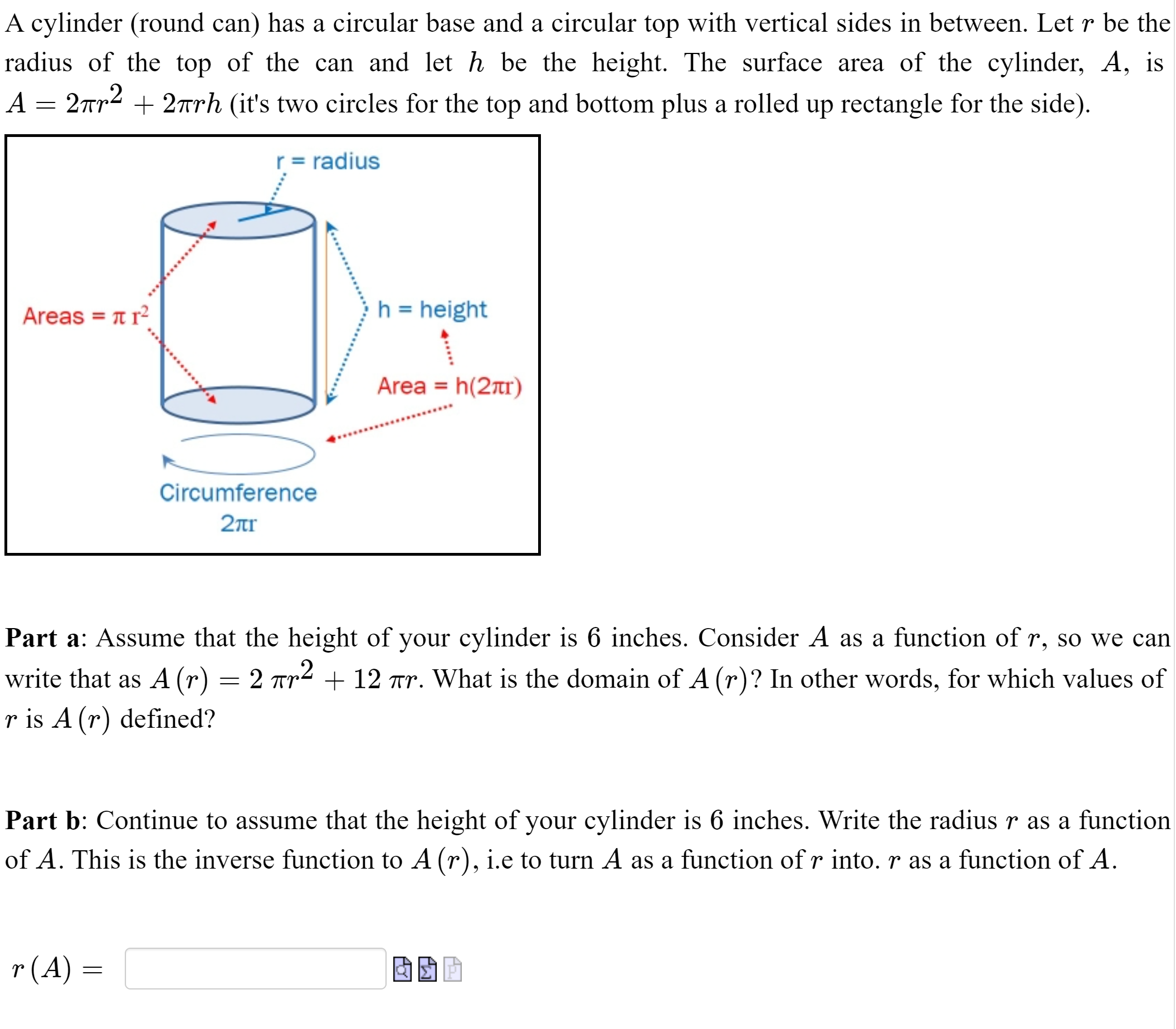 for 1". Here you would start with A = 2 7TT2 +