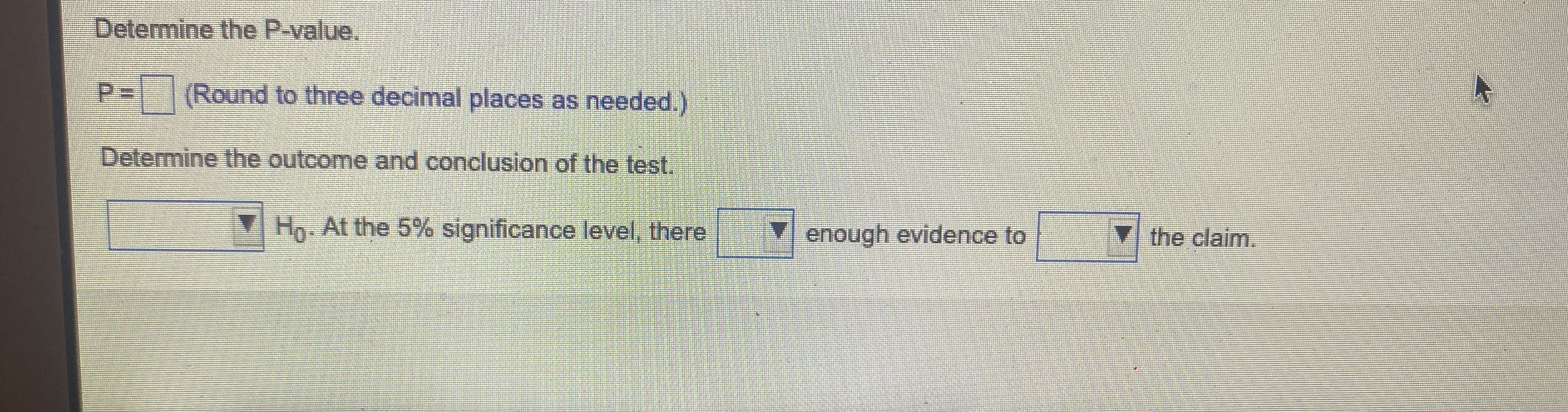 mean, u, at the given level of significance, a, using the given