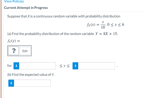 View Policies Current Attempt in Progress Suppose that X is a