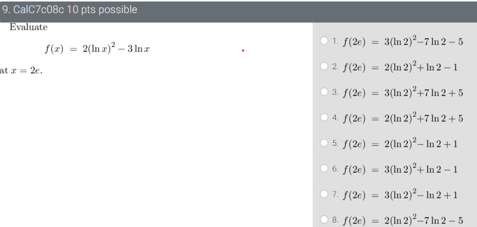 I do not know the steps to evaluate this question into the
