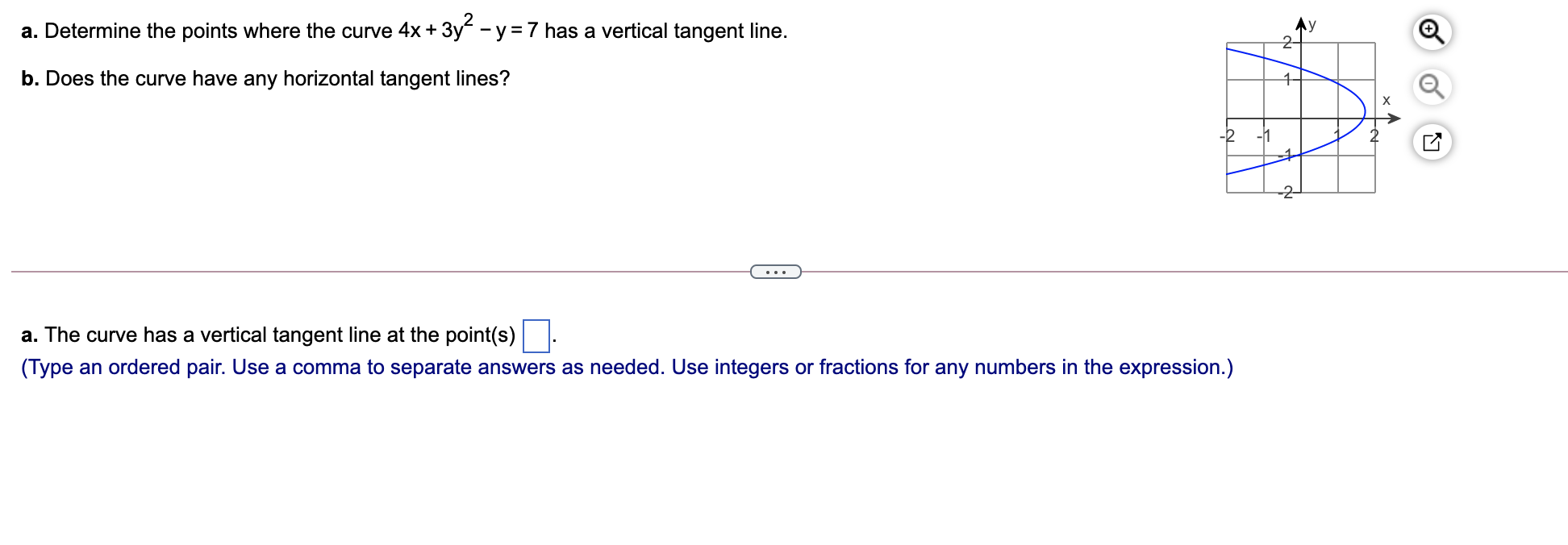  a. Determine the points where the curve 4x + By2 -