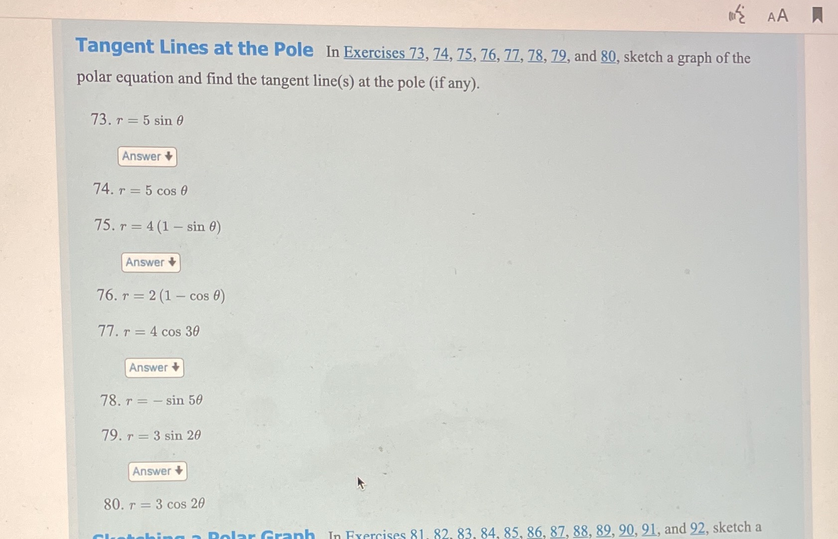 Can someone help me solve number 76 please AA A Tangent Lines
