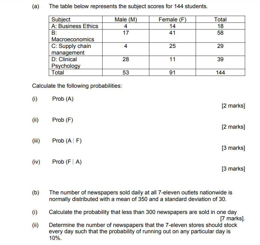 QUESTION 1Explain the following concepts:(a) Population [2 marks](b) Sample [2 marks](c) Type