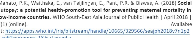 Mahato, P.K., Waithaka, E., van Teijlingen, E., Pant, P.R. & Biswas,