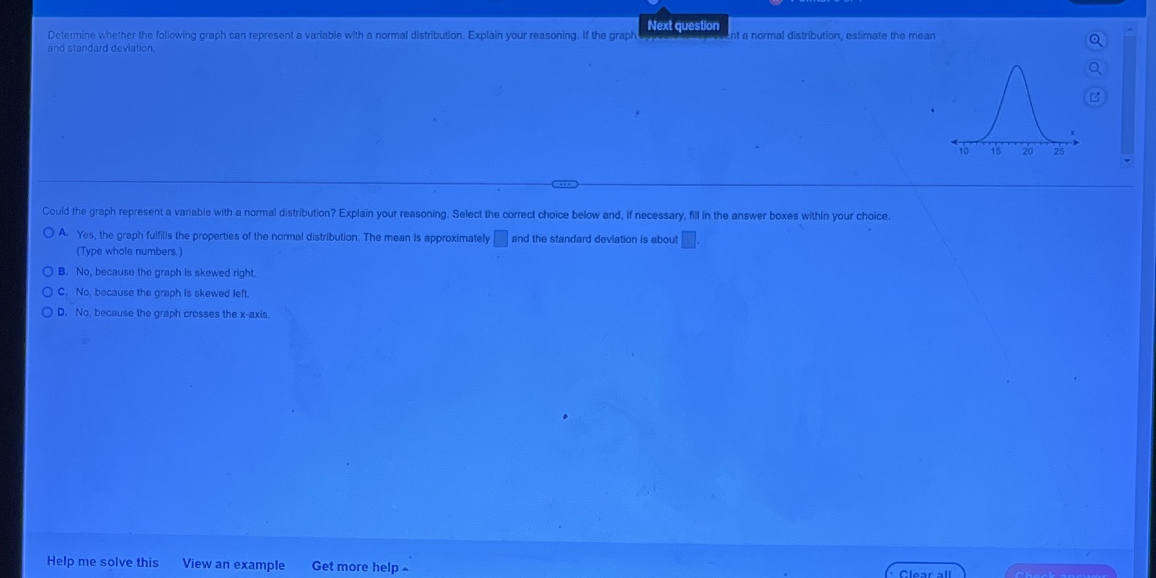 Next question Determine whether the following graph can represent a variable