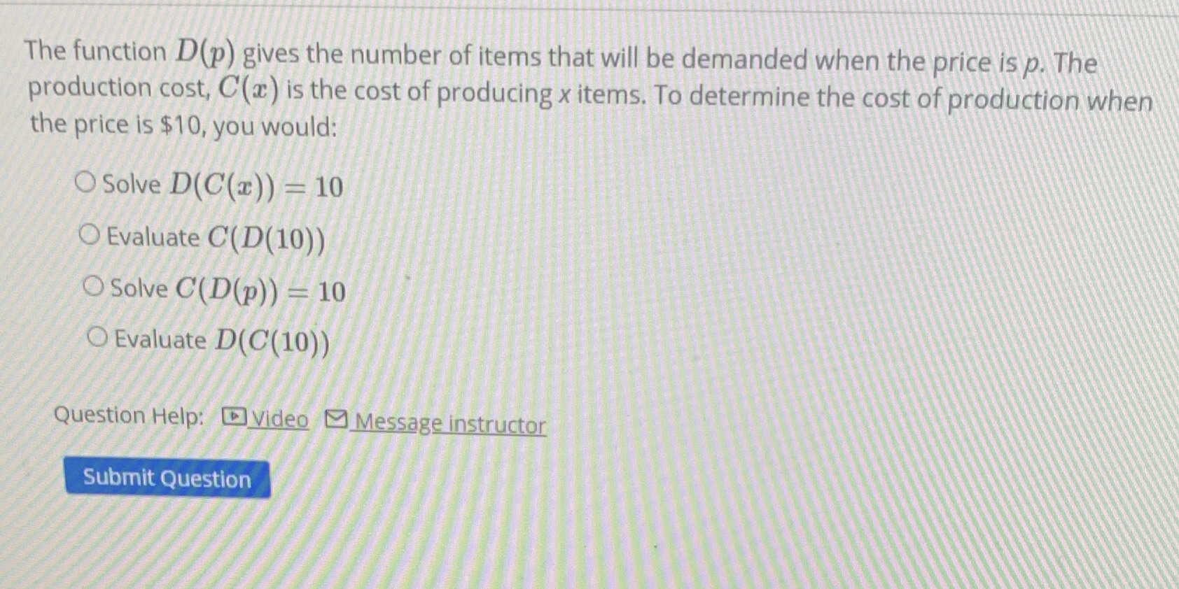 The function D(p) gives the number of items that will be