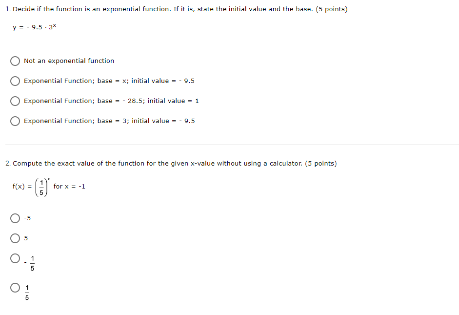  '1. Decide if the function is an exponential function. If it