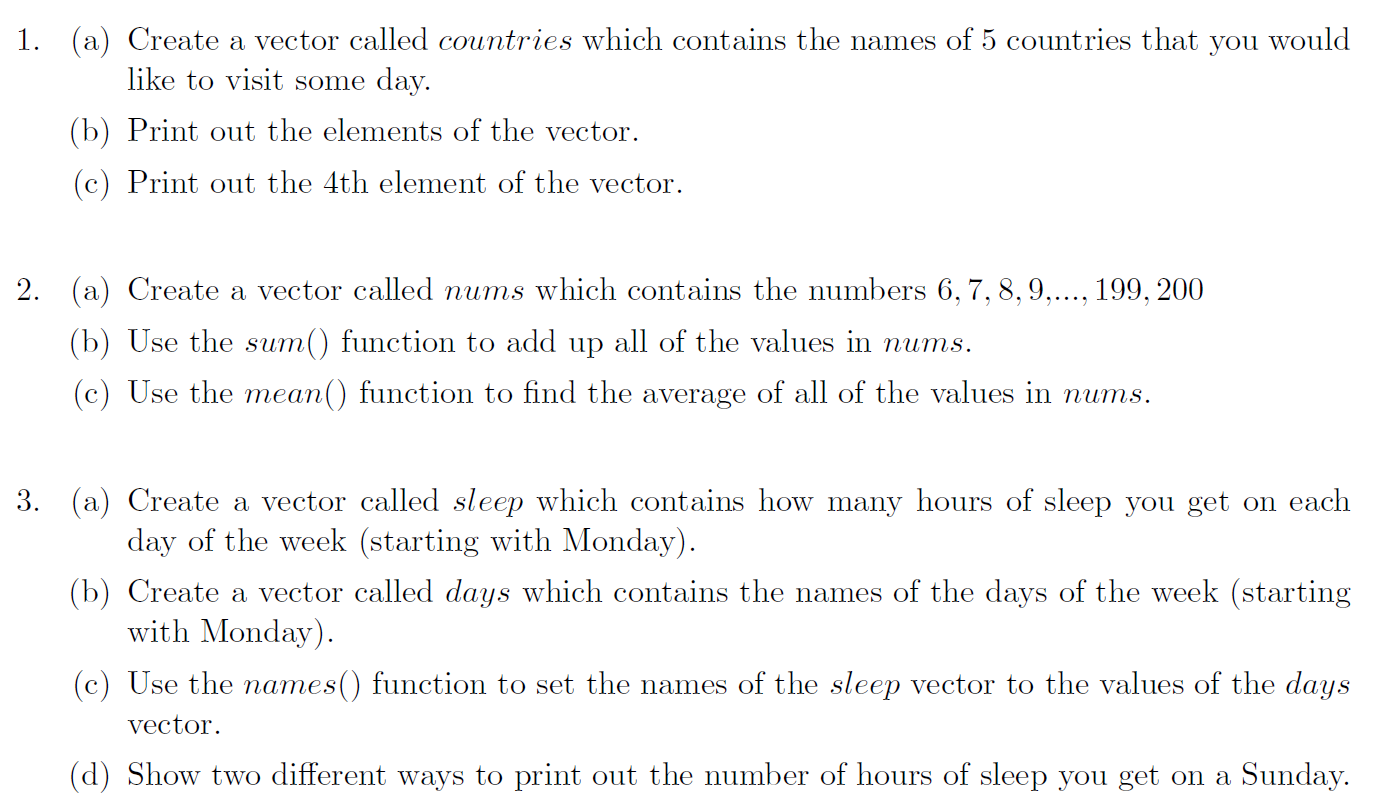 R programming questions.Could you give me a help to solve these questions?Thank