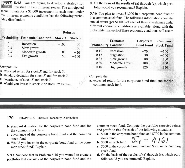 SELF 5.12 You are trying to develop a strategy for d.